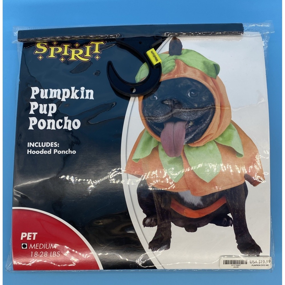 Spirit Halloween Dog‎ PUMPKIN PUP PONCHO Costume Medium 18-28 LBS